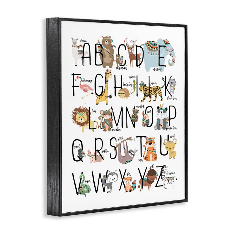 Stupell Industries Boho Animal ABCs Black Framed Wall Art, 16x20, Design by Artist Erica Billups - Image 3